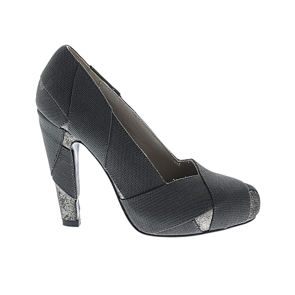 United Nude Shoes - UNITED NUDE Black Leather & Cloth 4" Heel Pump Shoes Sz 5.5/6